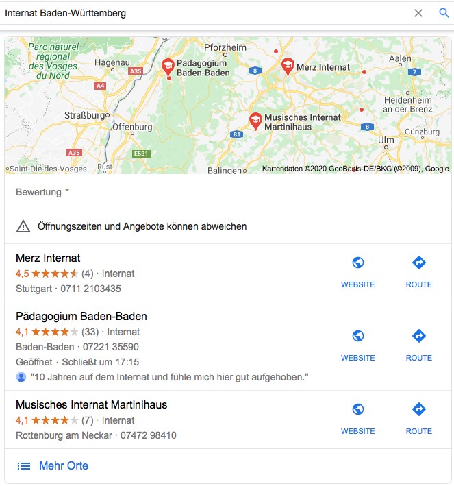 SEO für Schulen / Maps