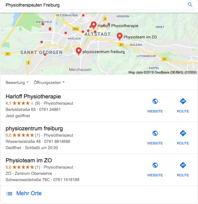 SEO für Physiotherapie / Maps