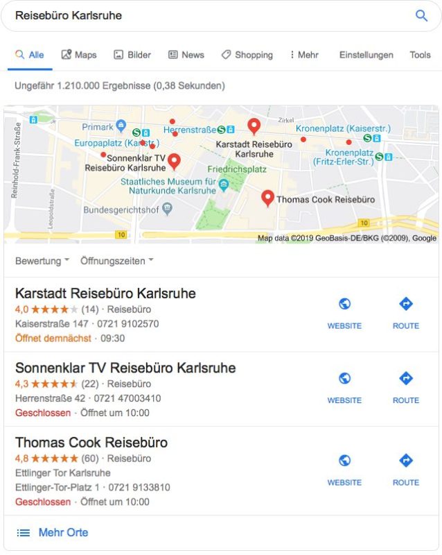 SEO für Reisebüros / Maps