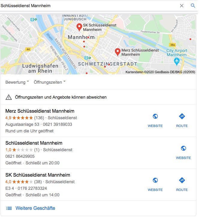 SEO für Schlüsseldienst / Maps