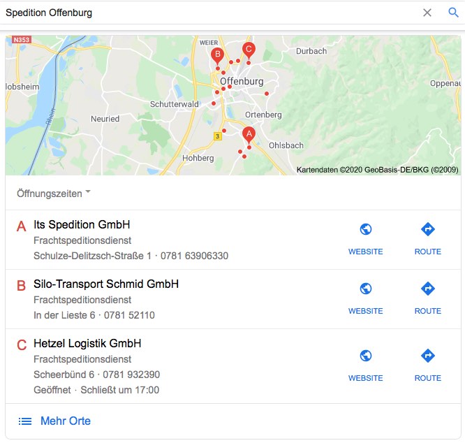 SEO für Spedition / Maps