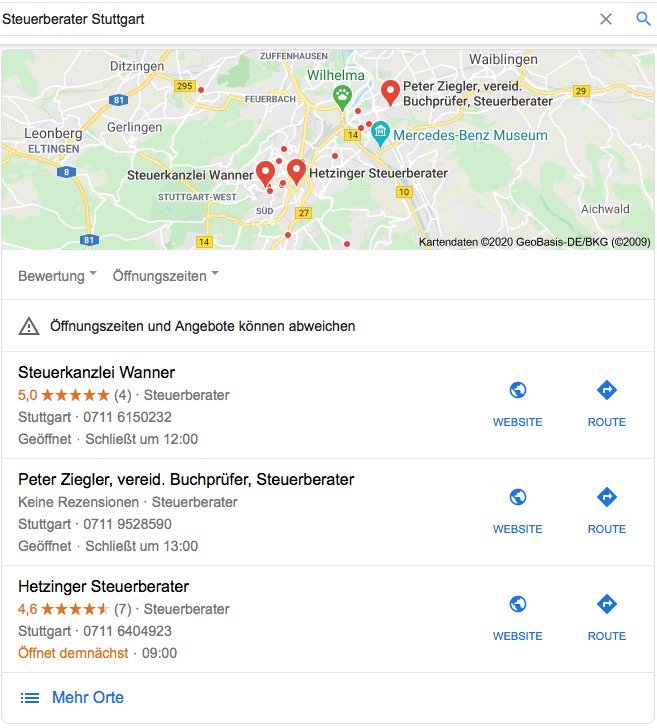 SEO für Steuerberater / Maps