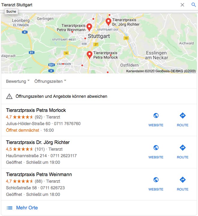 SEO für Tierarzt / Maps