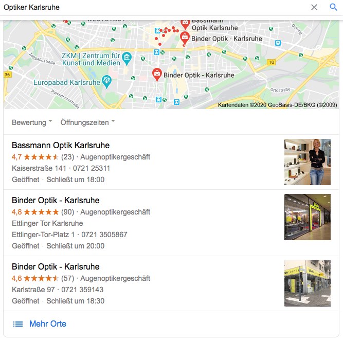 SEO für Optiker / Maps