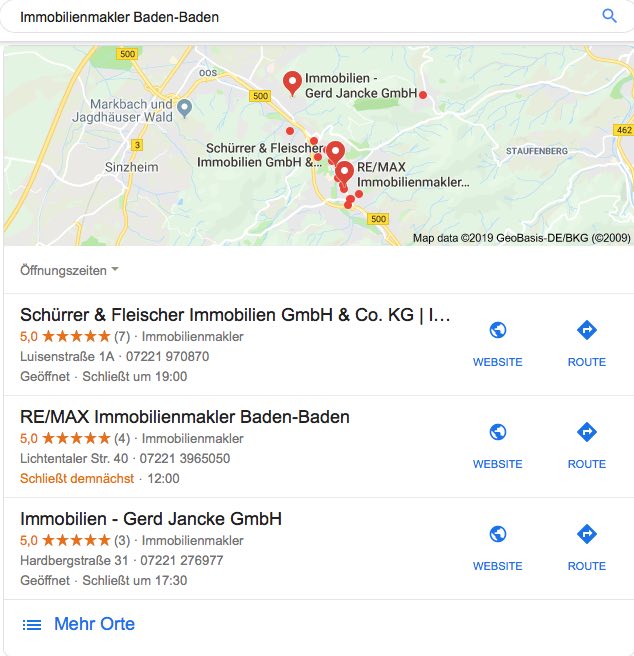 SEO Immobilienmakler / Screenshot