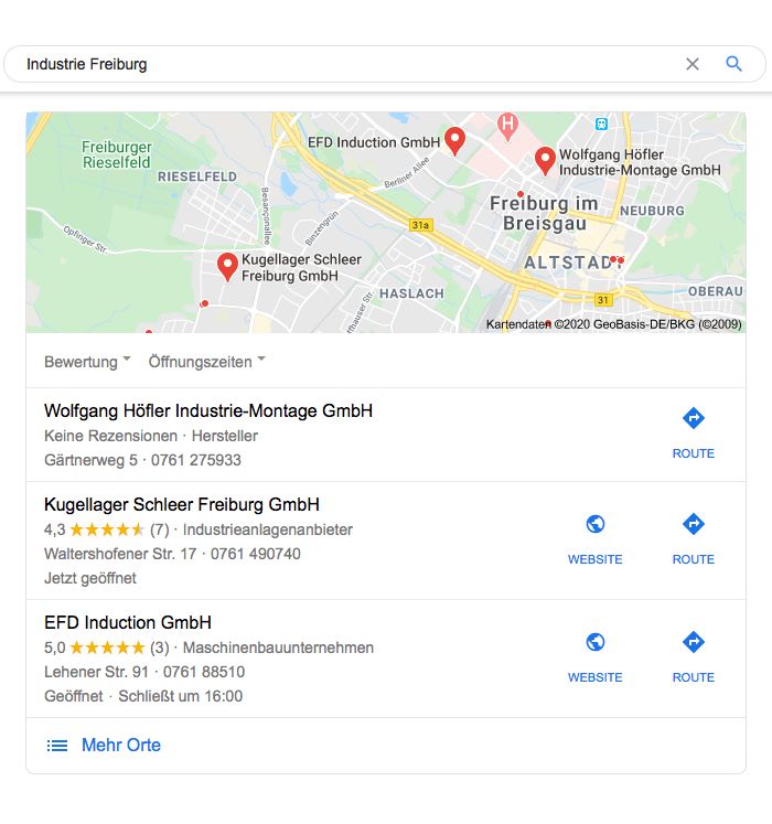 SEO für Industrie / Maps