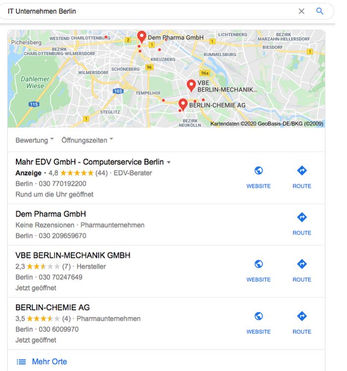 SEO für IT-Branche / Maps